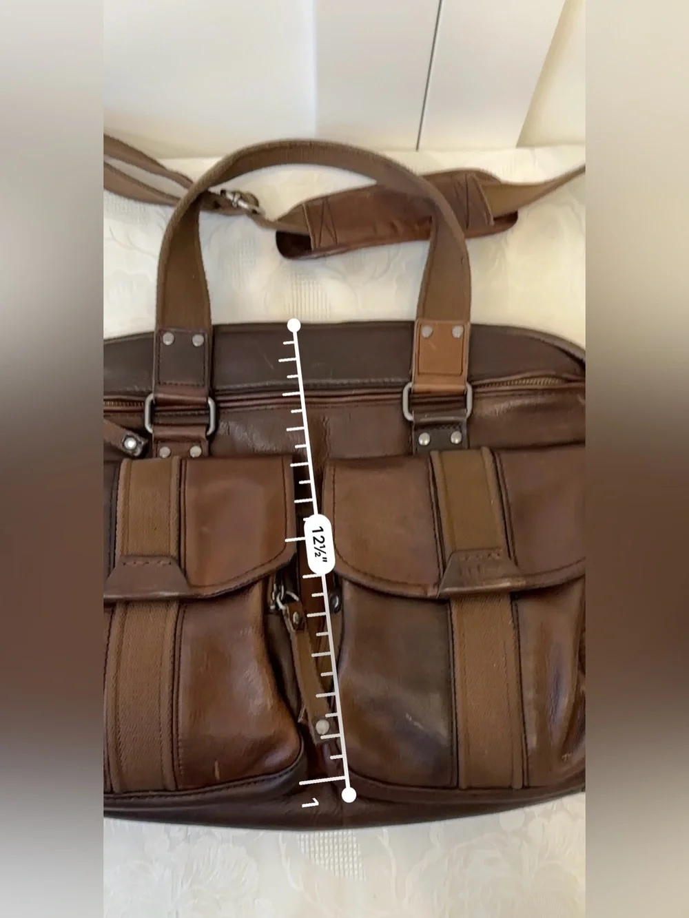 Vintage L.L. Bean Brown Leather Laptop Briefcase Shoulder Bag Utility Preppy